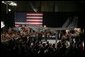 President George W. Bush speaks on the War on Terror in Hangar One at Elmendorf Air Force Base Monday, Nov. 14, 2005, in Anchorage, Alaska, the first stop on the Presidents trip to Asia.  White House photo by Paul Morse
